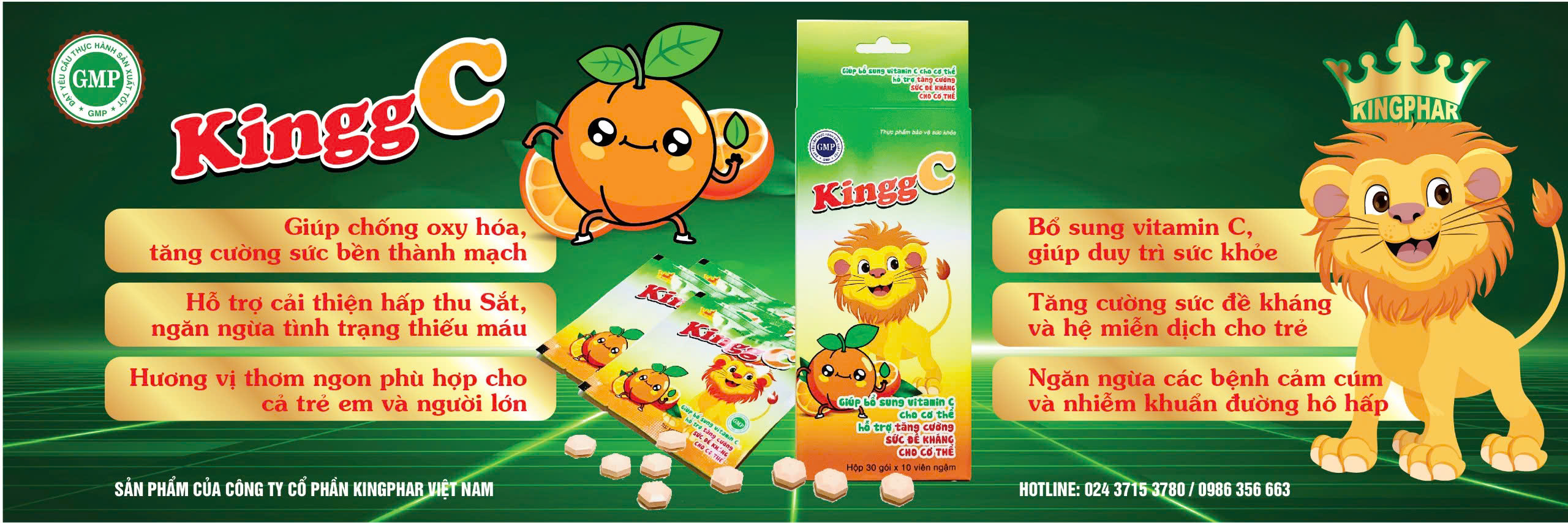 Viên KINGG C Bổ sung vitamin C  - Hộp 30 gói x 10 viên